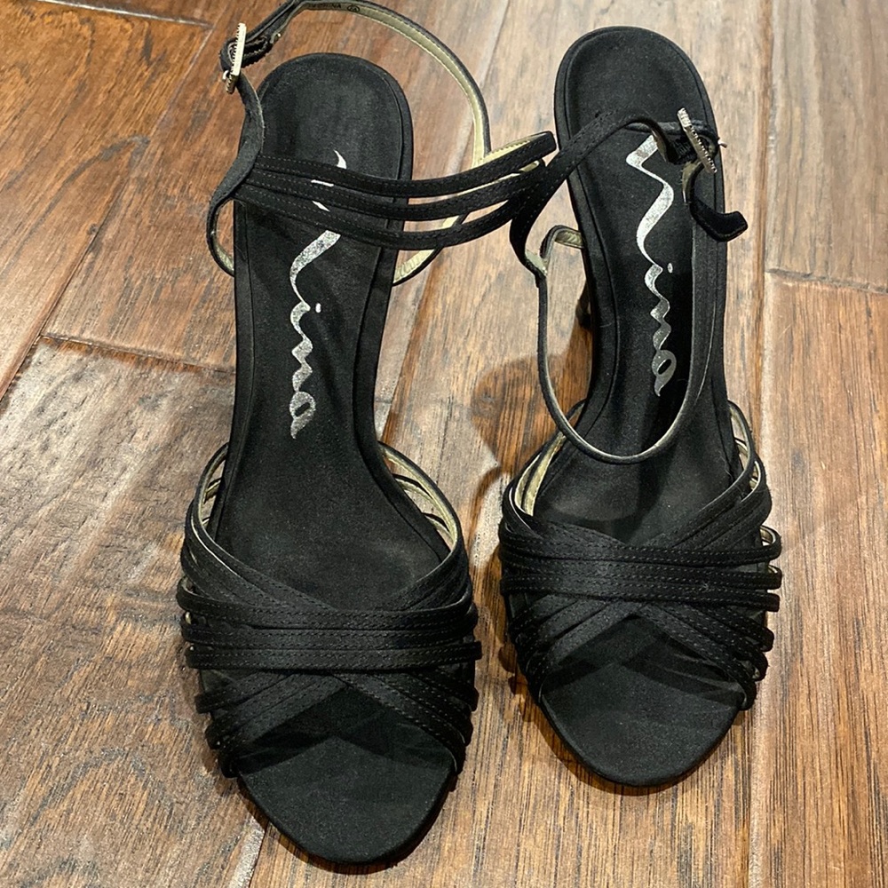 Nina Gerta LS Black Luster Satin Heels